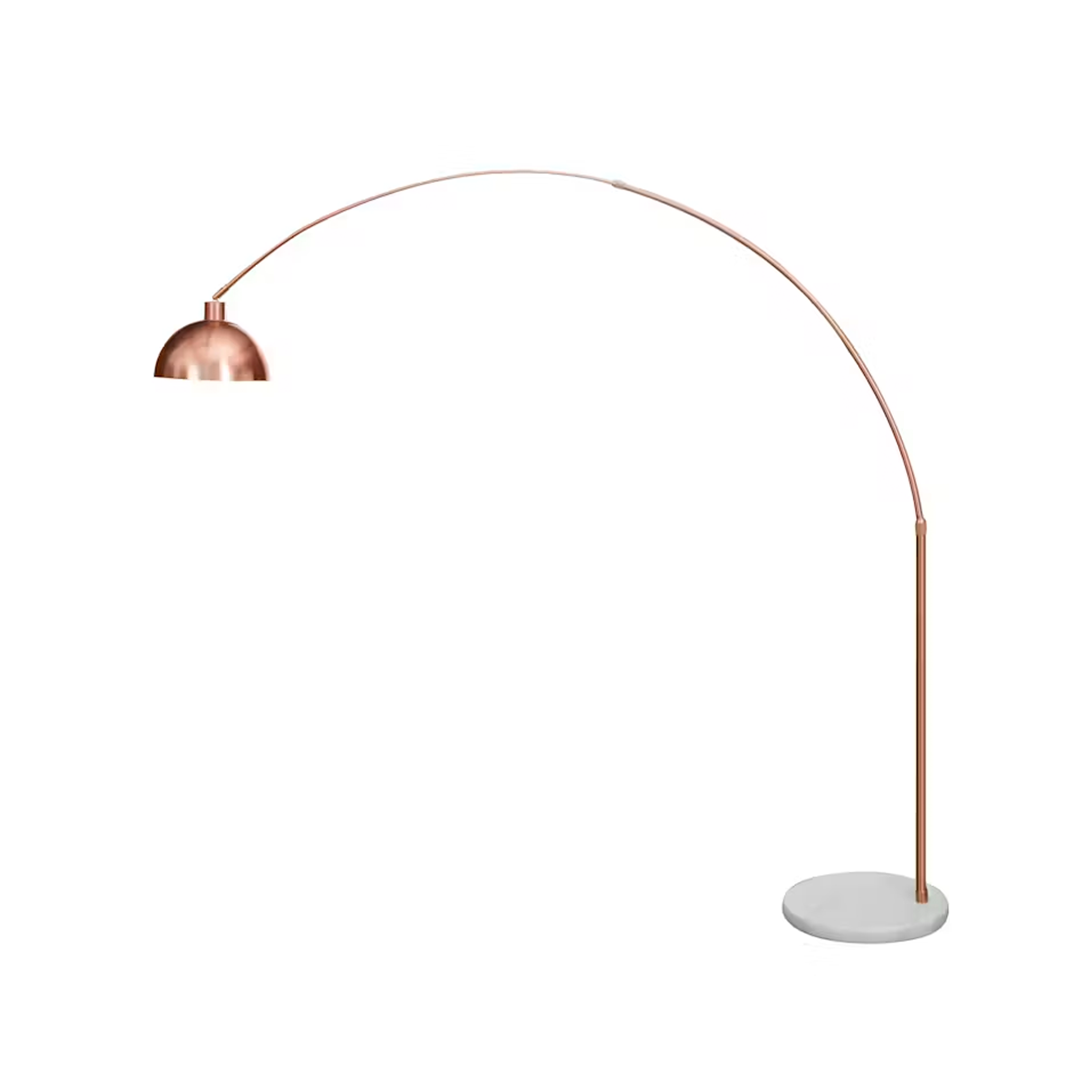 Olivia Arched Floor Lamp - Copper, White Marble