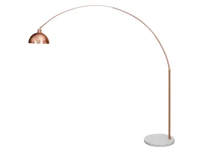 Olivia Arched Floor Lamp - Copper, White Marble