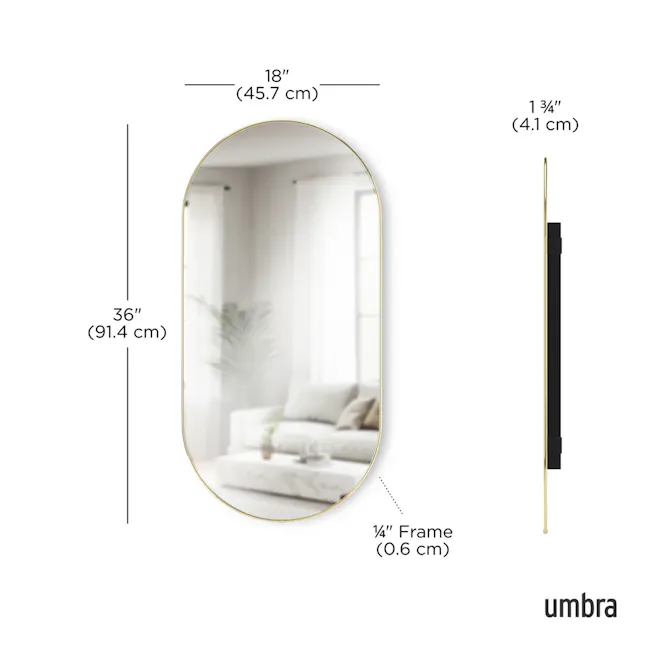 Hubba Pill Wall Mirror 91x45 cm - Brass - 6
