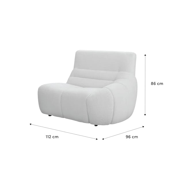 Tara Right Arm Sofa Unit - Grey - 7 - Modern white upholstered lounge chair, 86 cm height, 112 cm width, 96 cm depth