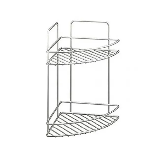 Metaltex Relex 2 Tier Corner Shelf - Silver - 1 - Wireframe shelving unit, metal construction, step ladder, open shelving