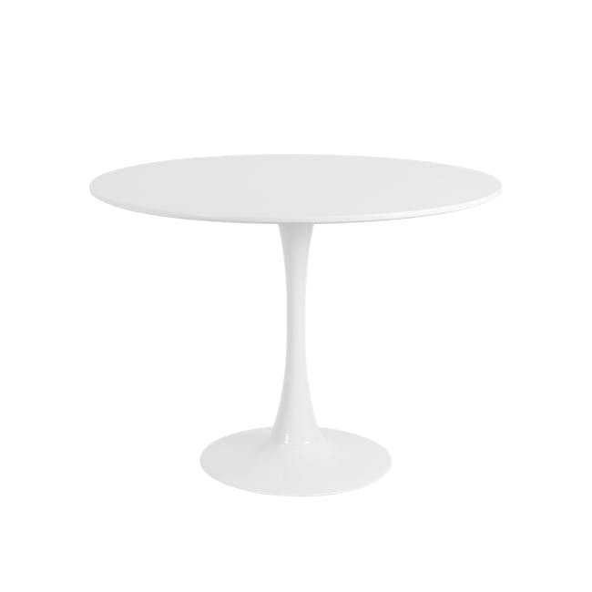 Carmen Round Dining Table 1m with 4 Oslo Chairs in Natural, White - 2