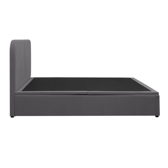 Nolan King Storage Bed in Hailstorm with 2 Asher Narrow Bedside Table - 7 - Modern minimalist bed frame, sleek gray