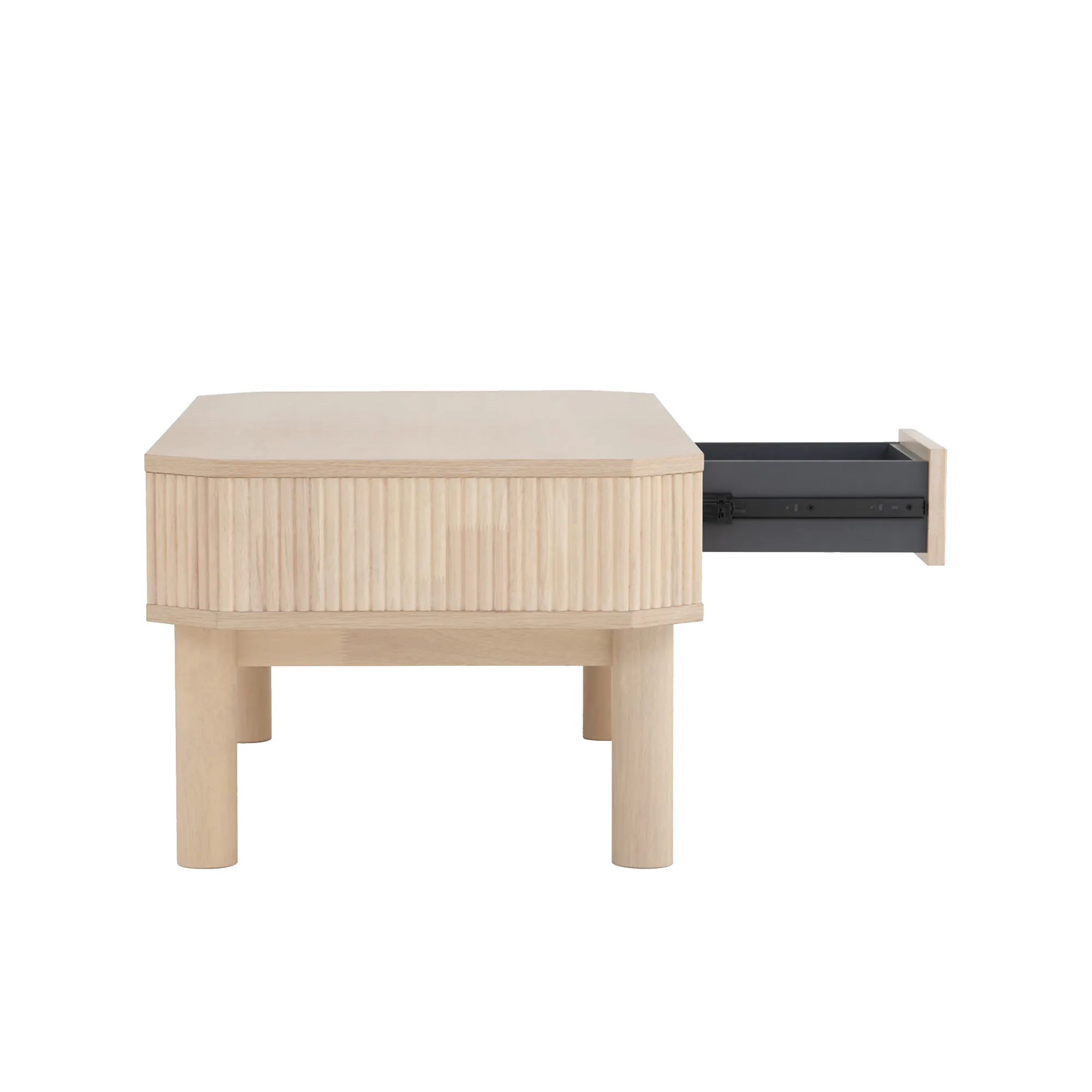 Claire Single Drawer Coffee Table 1.2m - 18 - Light wood side table with textured design, minimalist aesthetic, modern