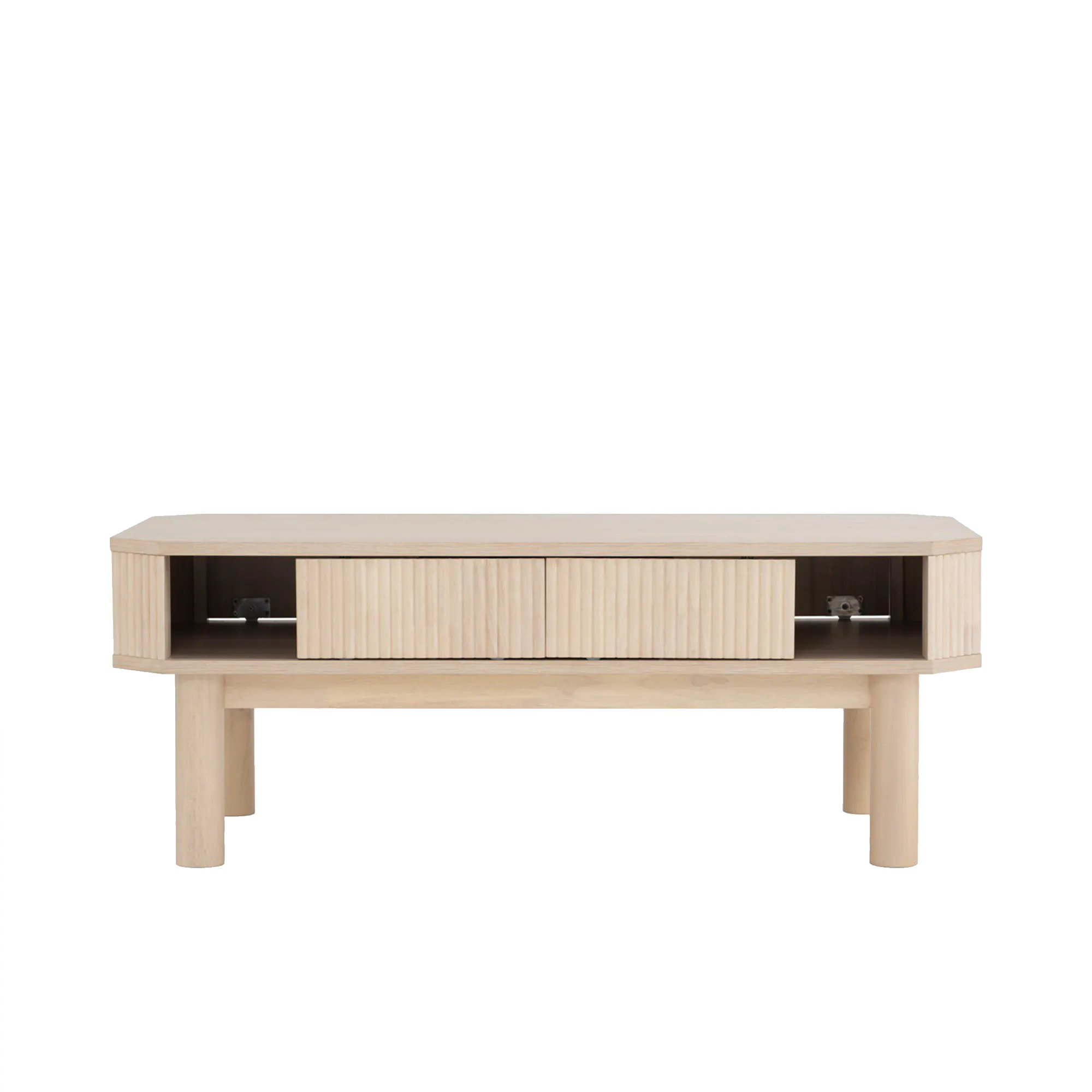 Claire Single Drawer Coffee Table 1.2m - 24 - Wooden side table with drawer and shelf, minimalist design, light wood finish
