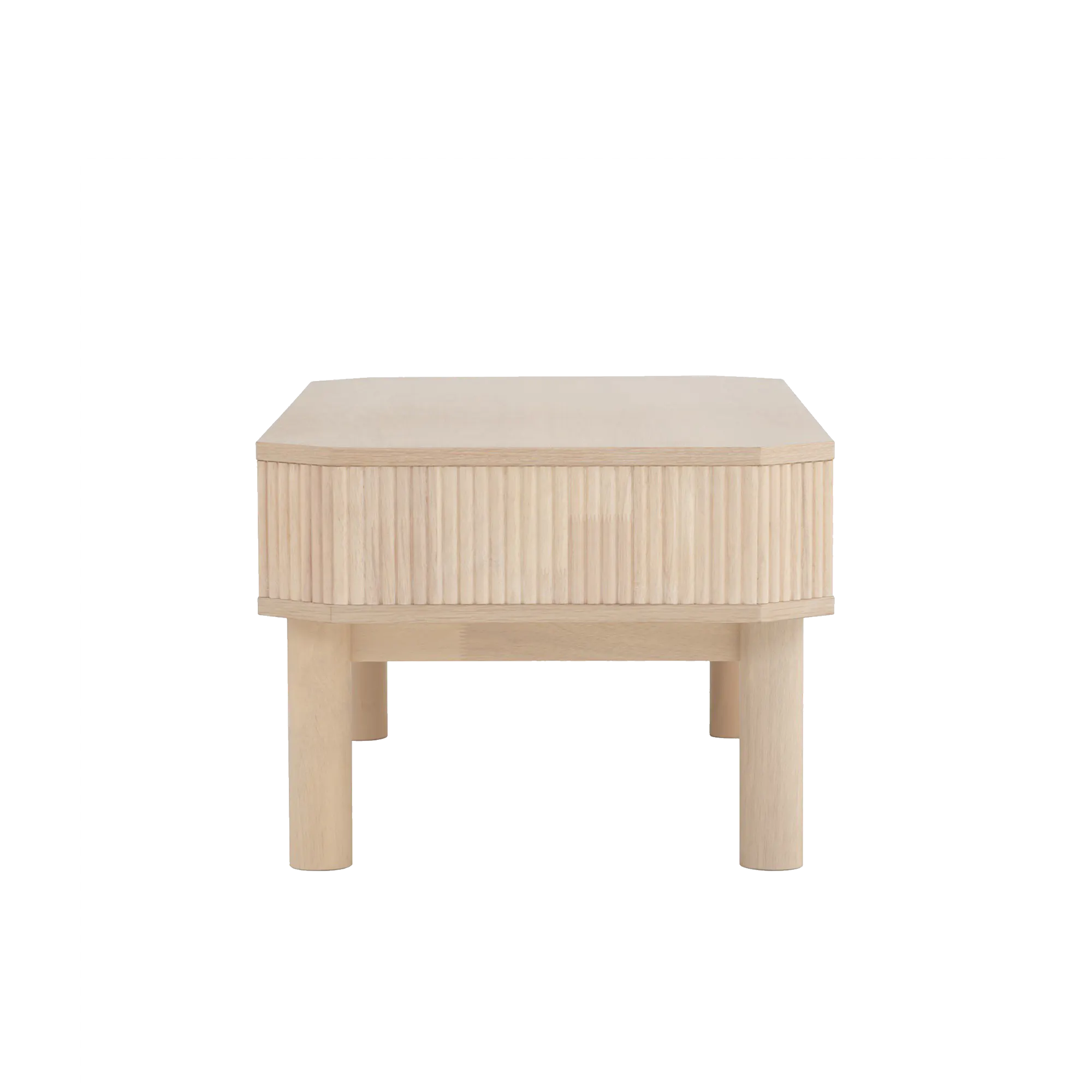 Claire Single Drawer Coffee Table 1.2m - 16 - Light wood table with vertical slats, minimalist design, natural wood finish