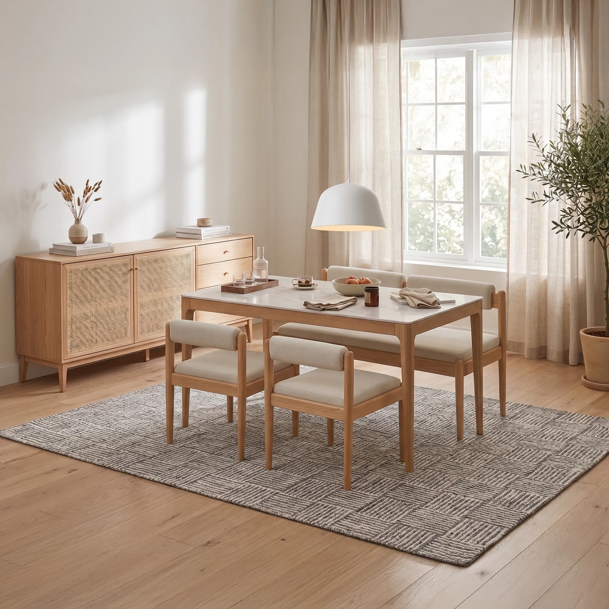 Adelyn Dining Table 1.6m (Sintered Stone) with 4 Niel Chairs in Oak - 31