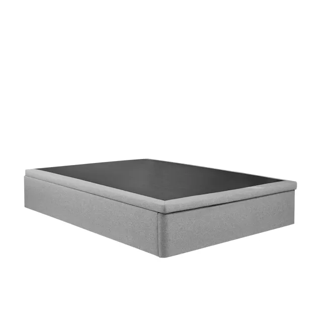 Vera King Storage Bed - Pebble (Eco Clean Fabric) - 11 - Modern rectangular sofa, sleek design, gray fabric, minimalist