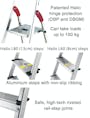 Hailo Aluminium 3 Step Ladder (2 Step Sizes) - 8cm Wide Step Ladder - 4