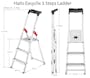 Hailo Aluminium 3 Step Ladder (2 Step Sizes) - 8cm Wide Step Ladder - 5