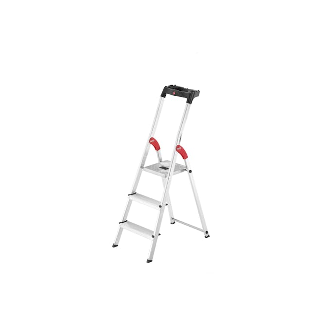 Hailo Aluminium 3 Step Ladder (2 Step Sizes) - 8cm Wide Step Ladder - 0