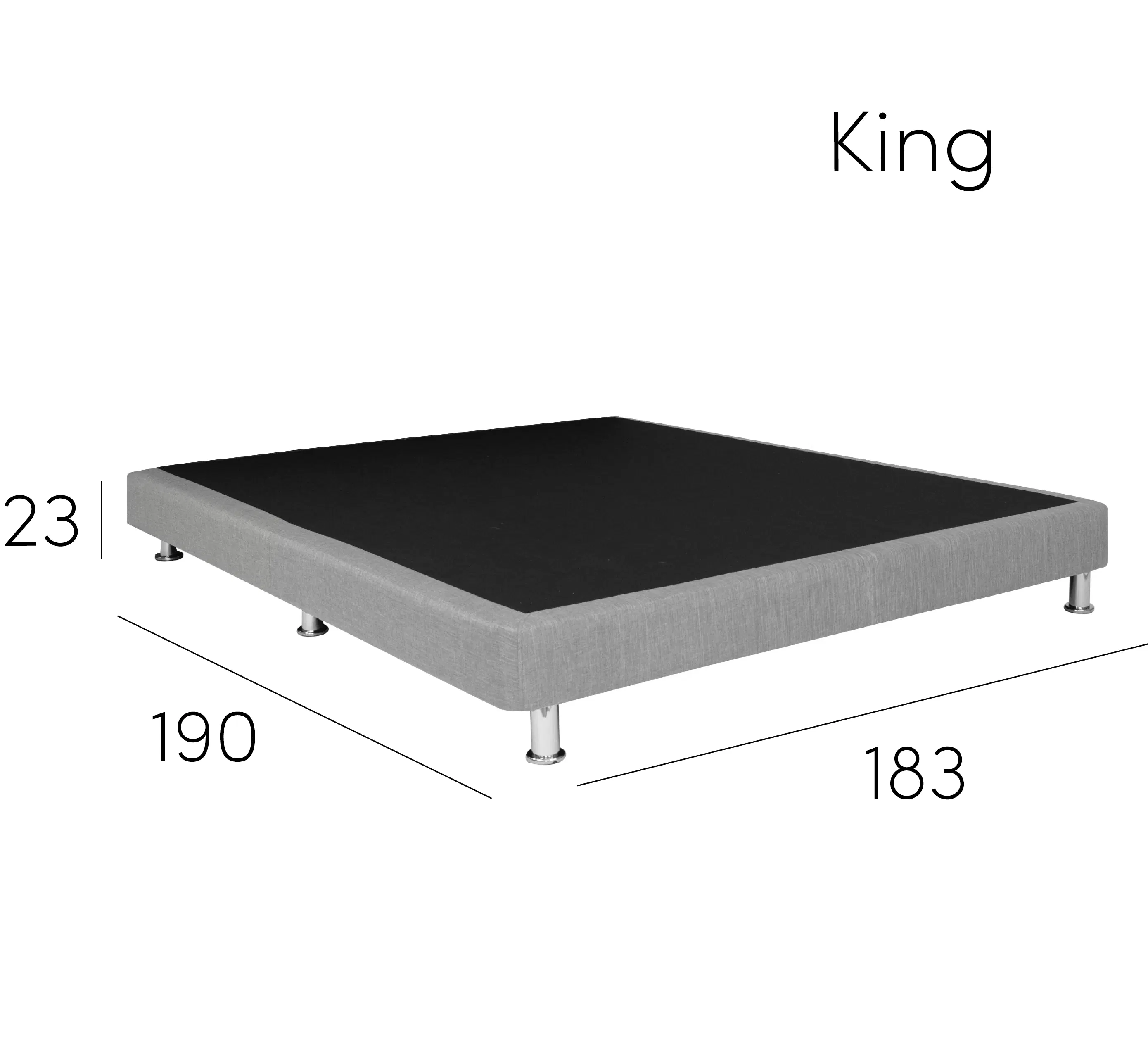 ESSENTIALS King Divan Bed - Black (Faux Leather) - 10 - King size sofa with black velvet upholstery, sleek design, ergonomic