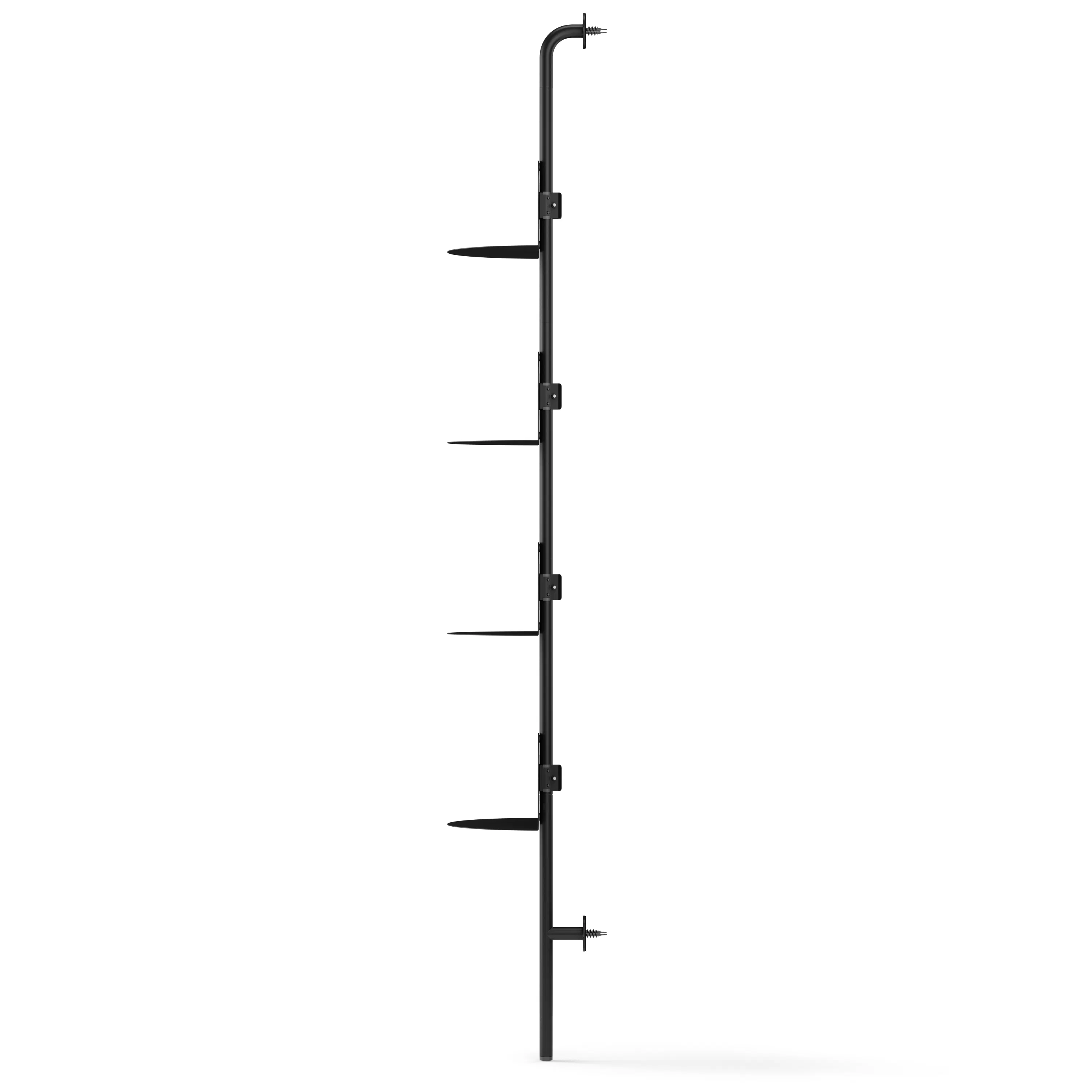 Solis Adjustable Shelves (4 Shelf) - Black - 14 - Sleek, modern metal wall-mounted lamp stand, Black metal wall-mounted