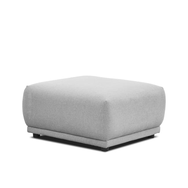 Milan 4 Seater Sofa with Ottoman - Slate (Fabric) - 10 - Modern upholstered ottoman, minimalist design, light gray fabric