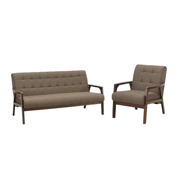 Tucson 3 Seater Sofa with Tucson Armchair - Cocoa, Chestnut (Fabric) - 1 - Modern tufted sofa, brown upholstered seat