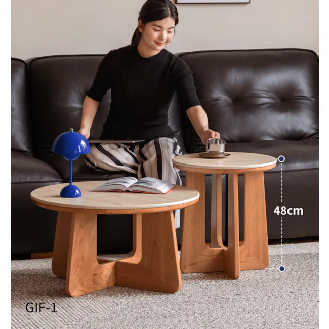 Marisa Round Side Table 0.45m - Travertine (Sintered Stone) - 8