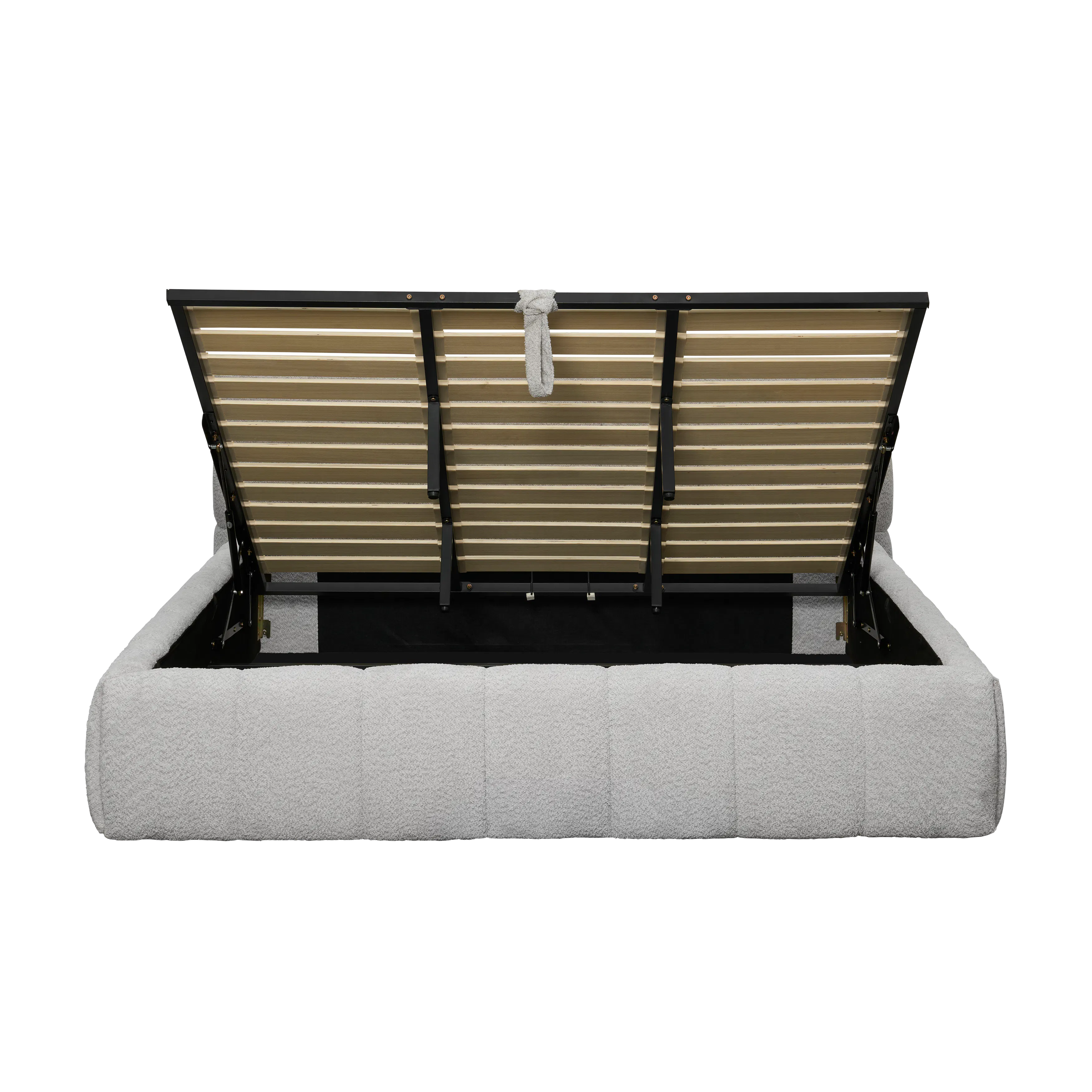 Aubrielle Storage Queen Bed - Light Grey Boucle - 7