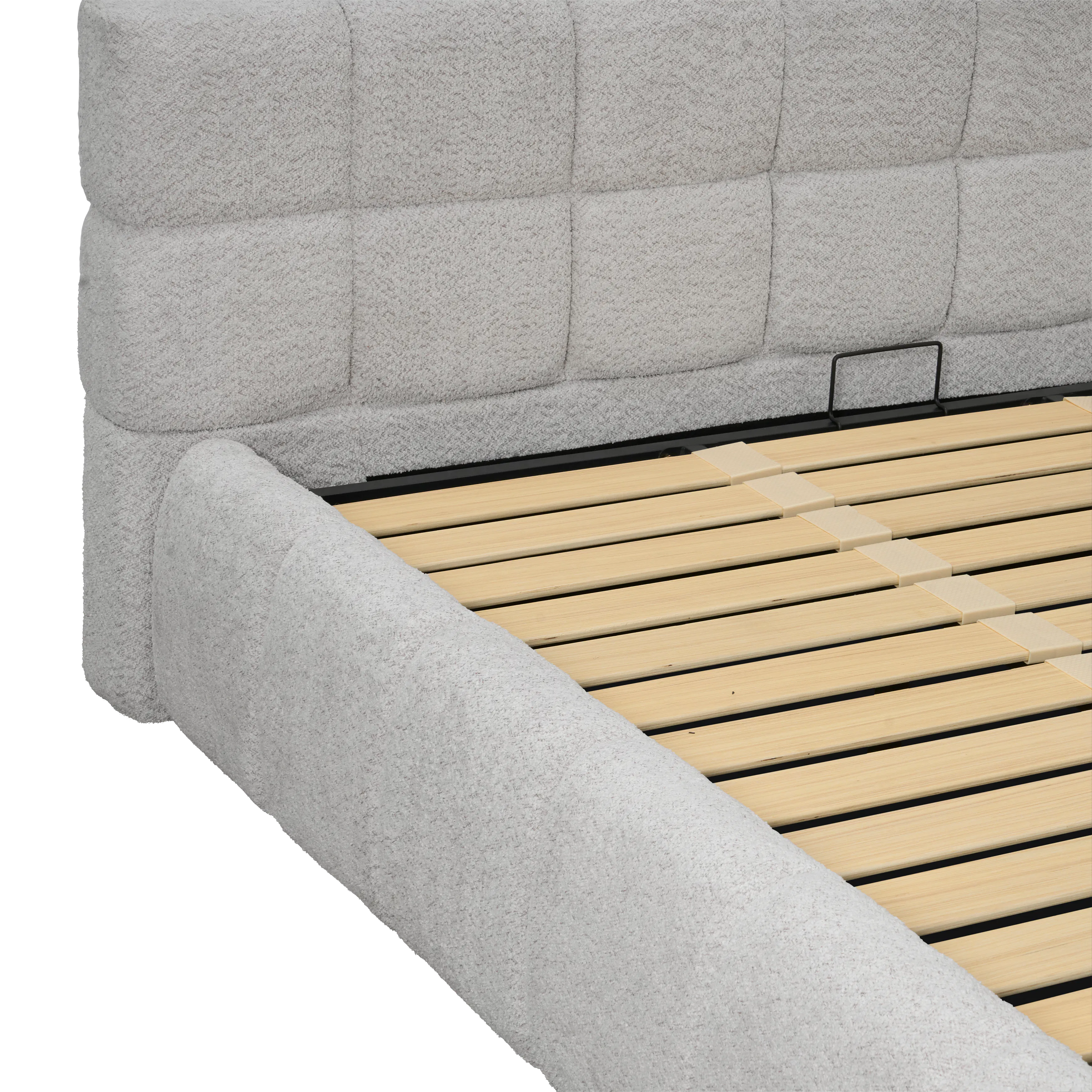 Aubrielle Storage Queen Bed - Light Grey Boucle - 10