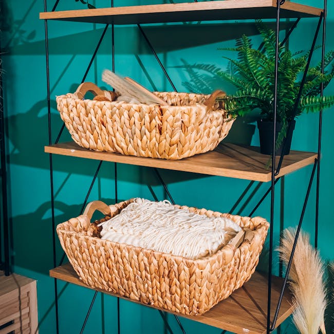 ecoHOUZE Water Hyacinth Wicker Storage Basket with Wood Handles (2 Sizes) - 1