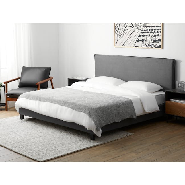 Hank King Bed in Hailstorm with 2 Weston Bedside Tables - 1