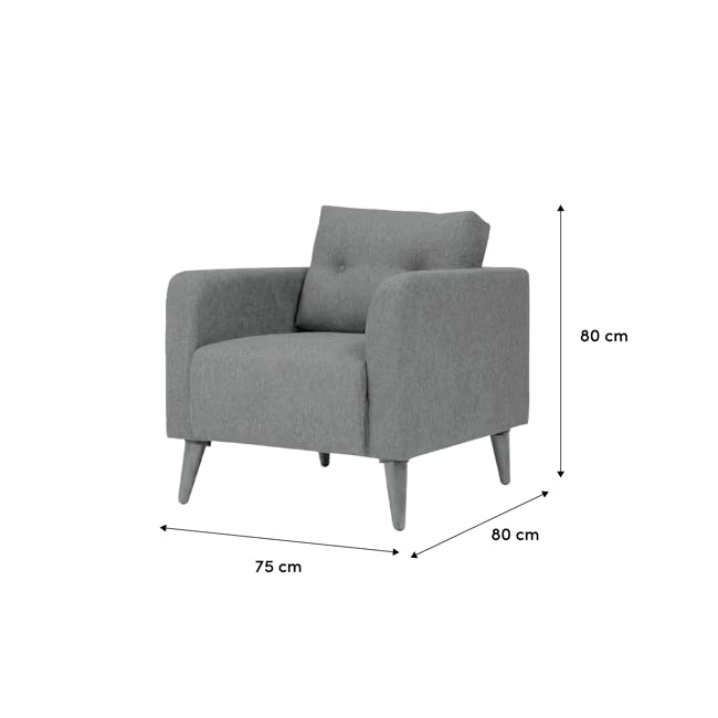 Bennett Armchair - Midnight - 6 - Grey upholstered armchair, 80 cm height, 75 cm width, 80 cm leg length, comfortable