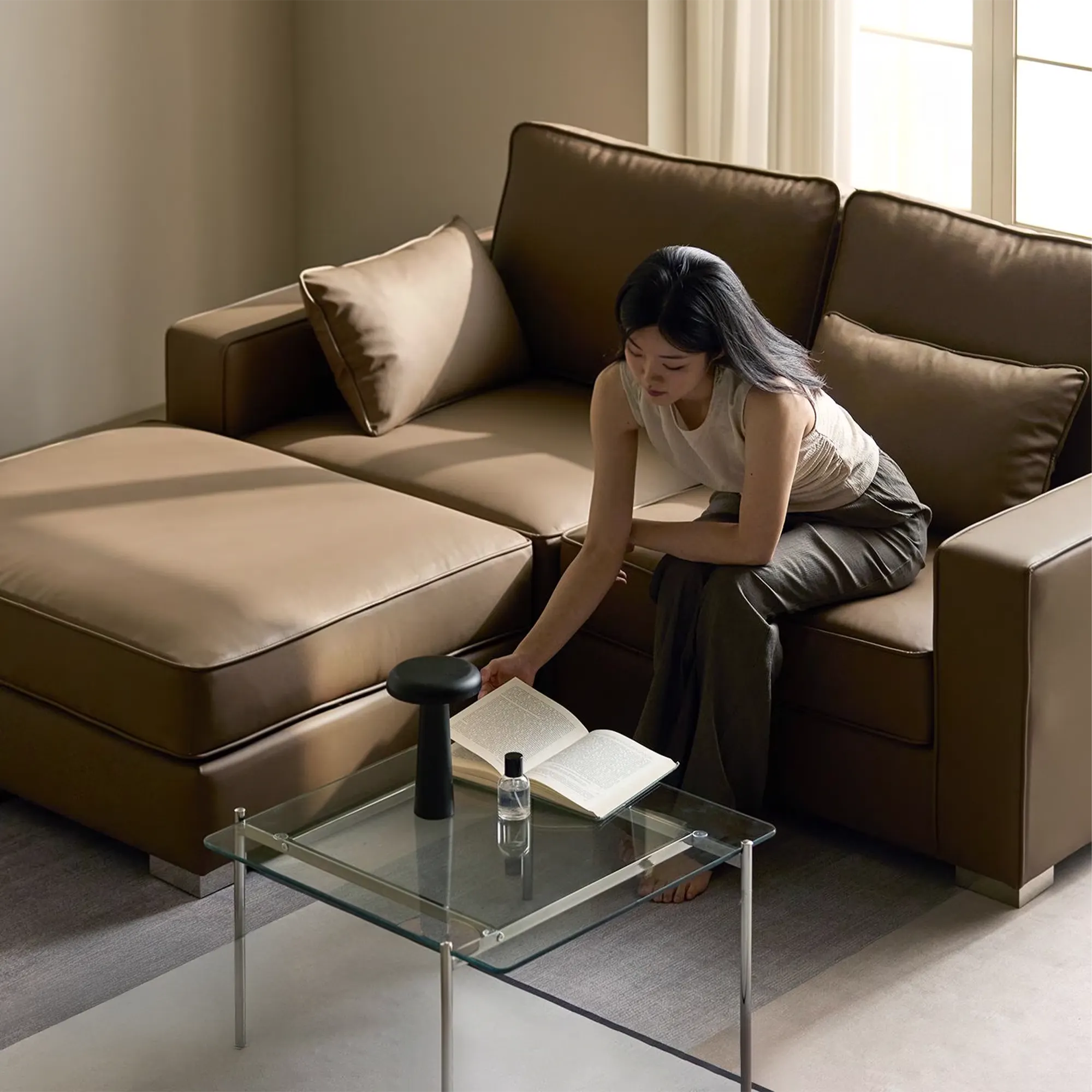 Paris Ottoman - Brown (Faux Leather) - 7