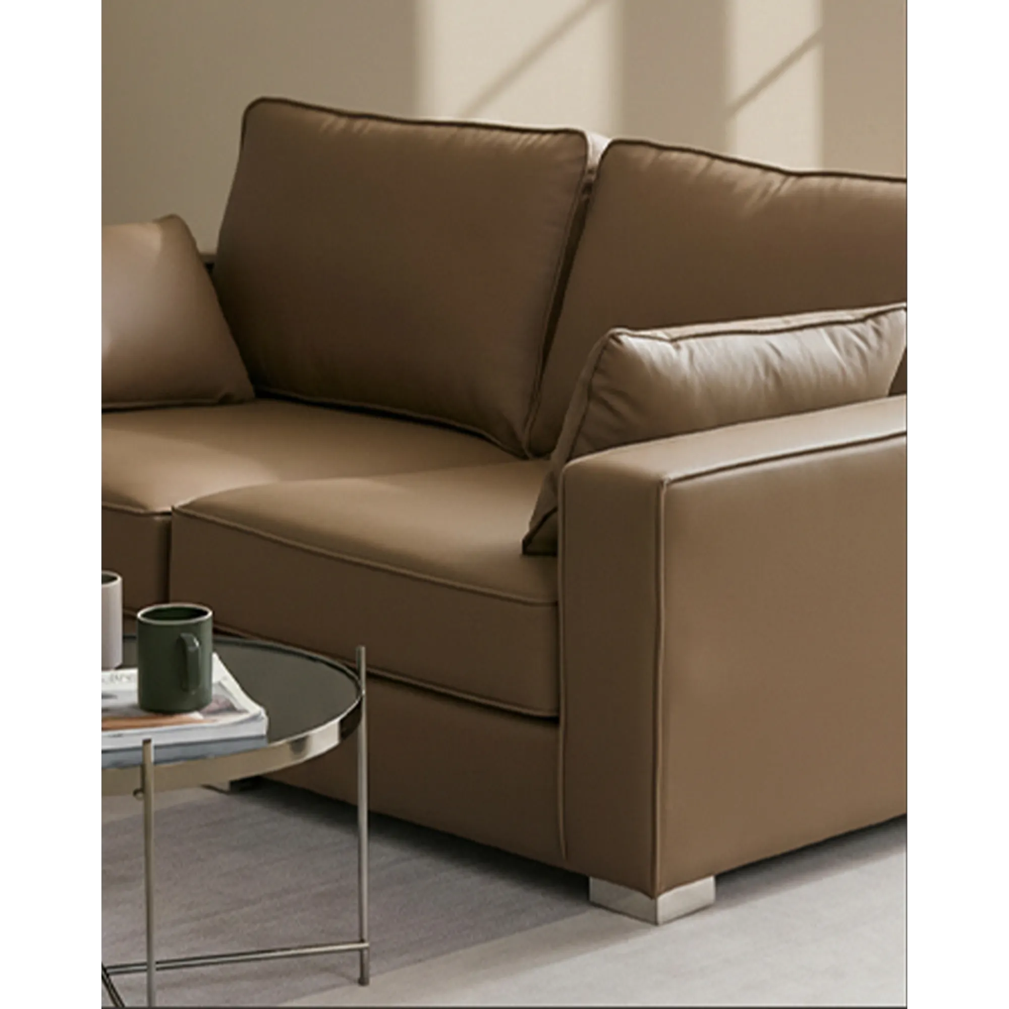 Paris Ottoman - Brown (Faux Leather) - 9