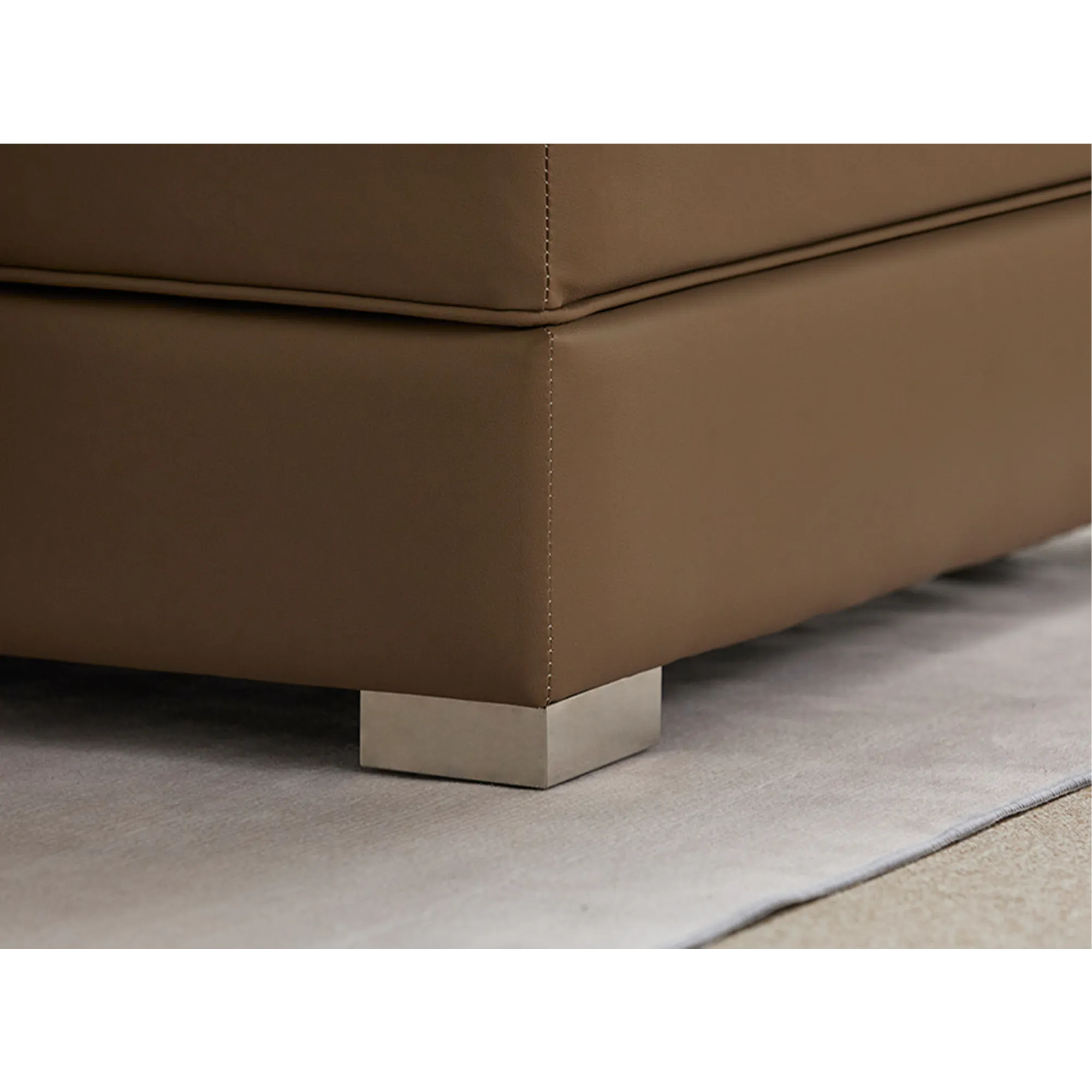Paris Ottoman - Brown (Faux Leather) - 12