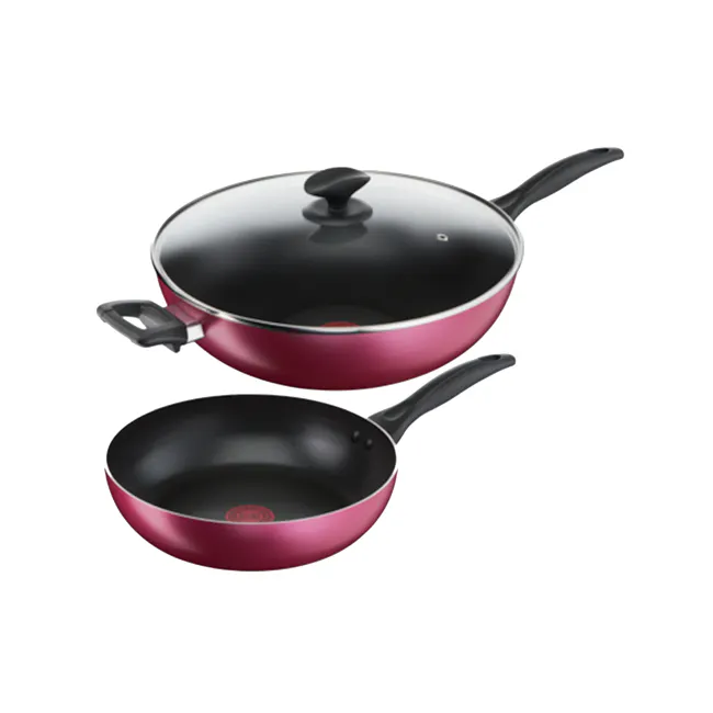 Tefal Light & Clean 3 Pcs Set - Frypan 26cm + Wok Pan 32cm + Lid (B224S3) - 1