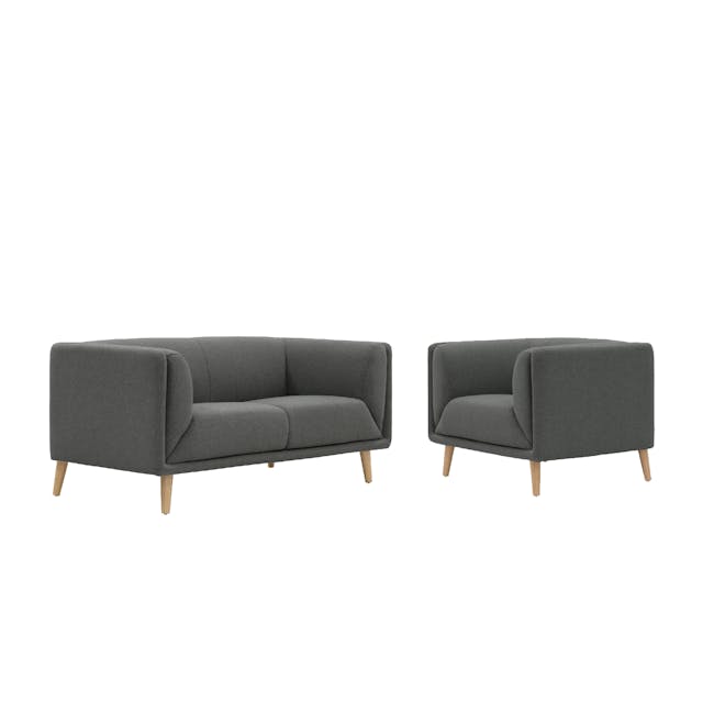 Audrey 2 Seater Sofa with Audrey Armchair - Granite - 0