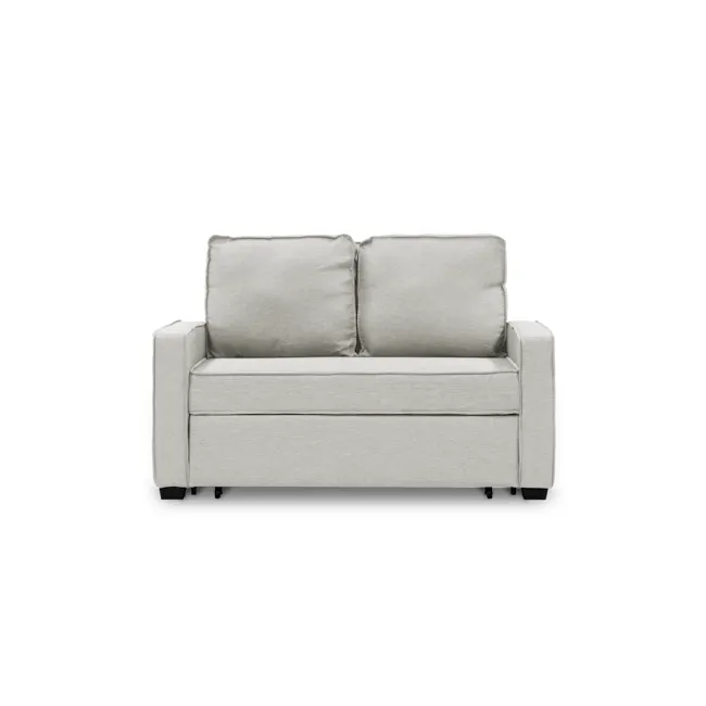 Arturo 2 Seater Sofa Bed - Beige (Eco Clean Fabric) - 1 - Modern minimalist sofa, light gray fabric, two cushioned seats