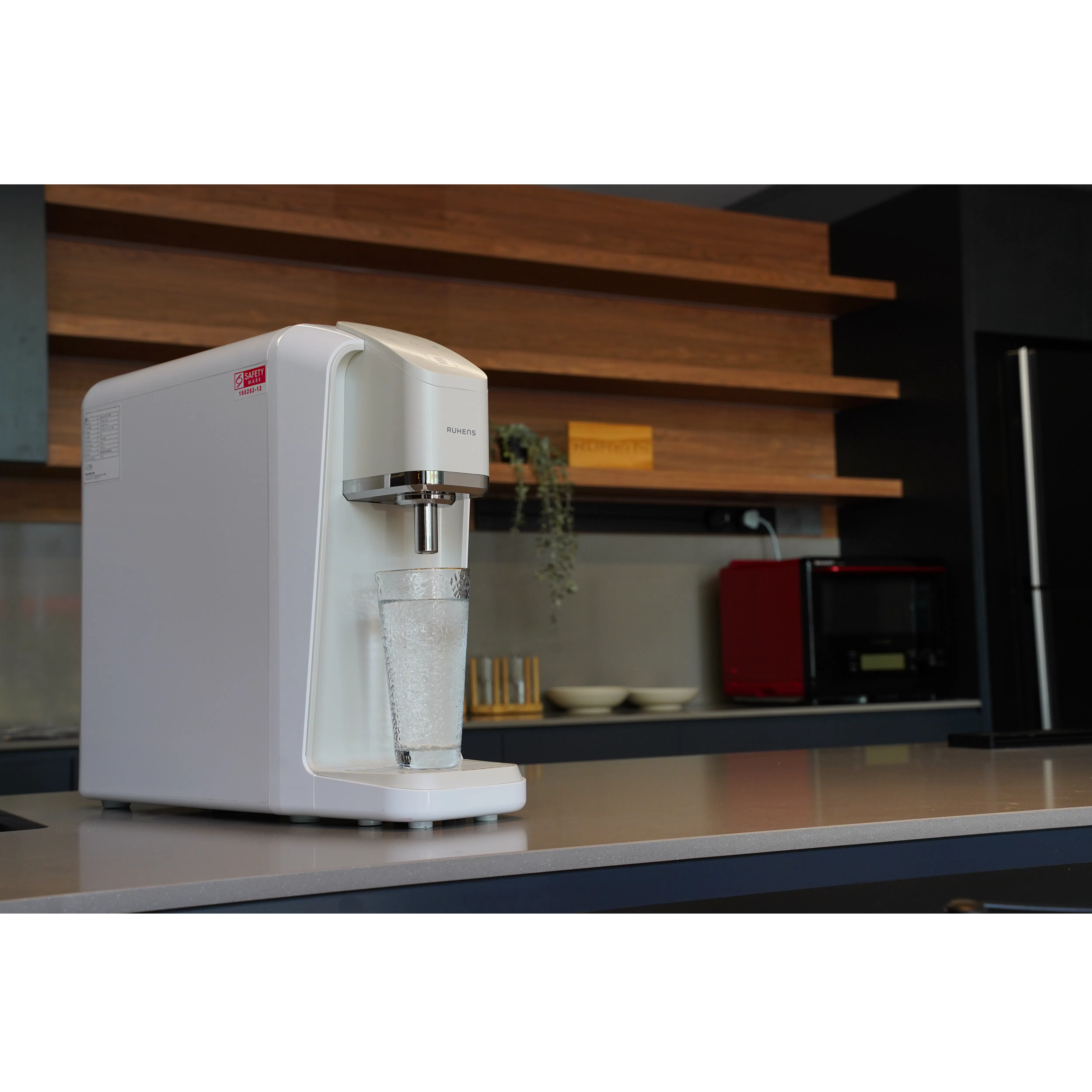 Ruhens V Series Water Purifier  - Bubblegum Pink - 9 - White kitchen appliance, modern kitchen counter, glass pitcher, water