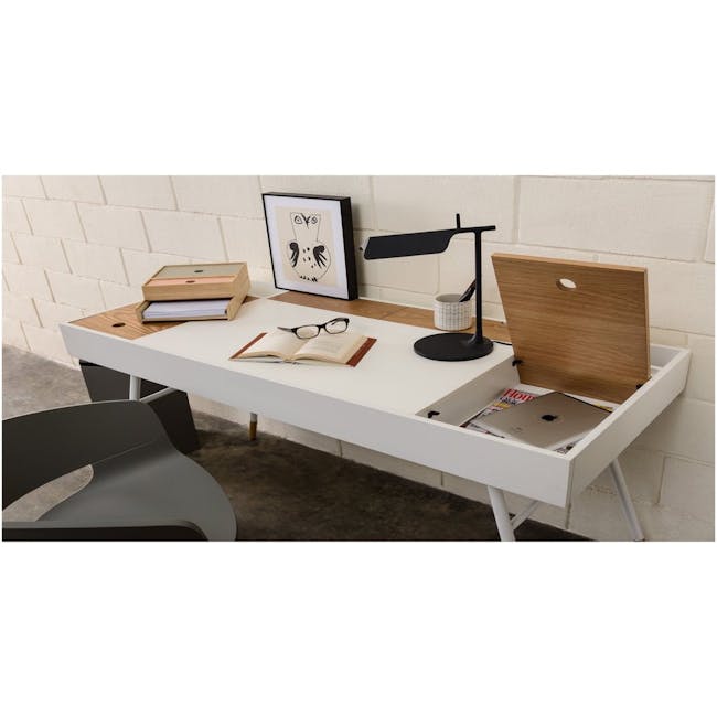 Morse Study Table 1.4m - White, Oak - 4