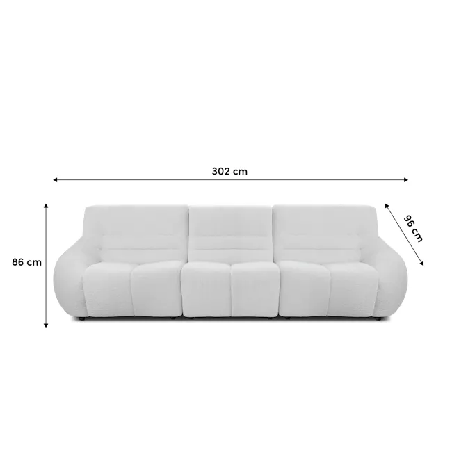 Tara 4 Seater Sofa - Beige - 8 - 302 cm, 86 cm, comfortable seating, modern design, plush upholstery, ergonomic shape