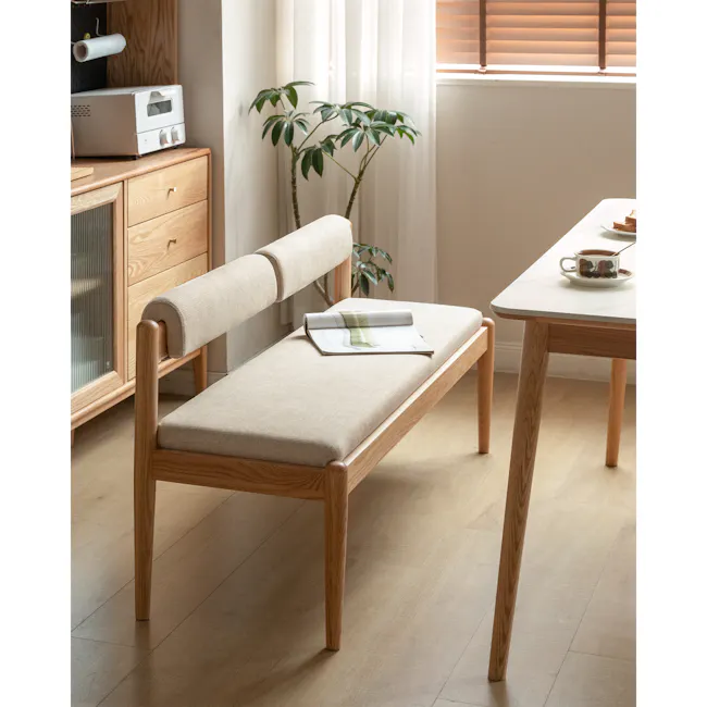 Adelyn Dining Table 1.6m (Sintered Stone) with 2 Niel Chairs and Niel Bench 1.45m in Oak - 46