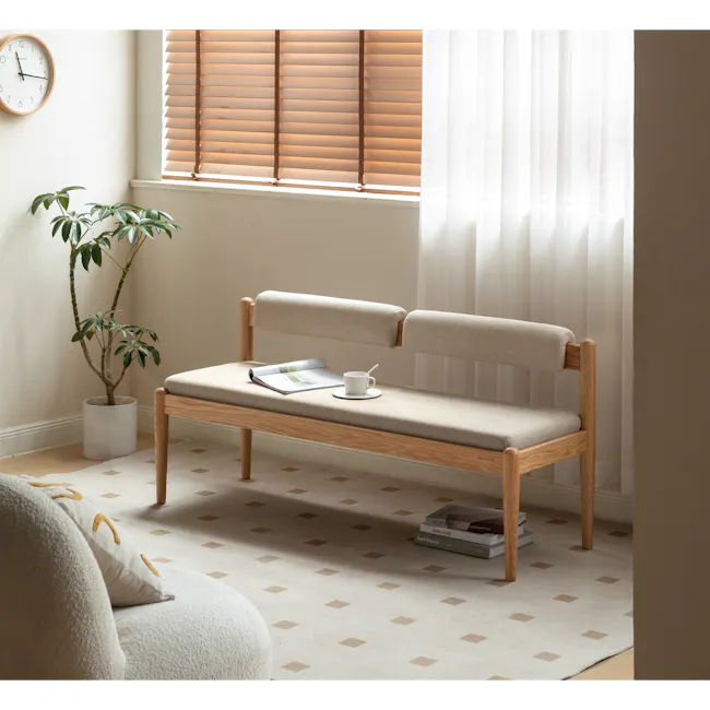 Adelyn Dining Table 1.6m (Sintered Stone) with 2 Niel Chairs and Niel Bench 1.45m in Oak - 47
