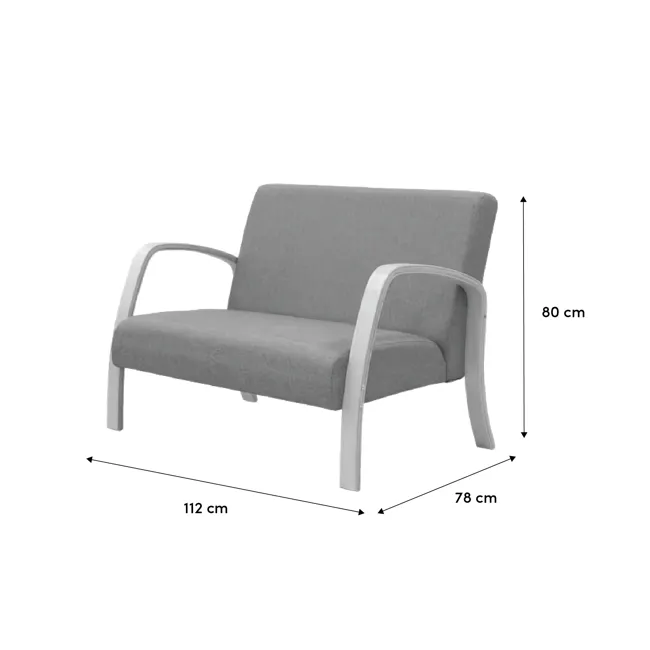 Mizuki 2 Seater Sofa - Beige - 5 - Modern gray upholstered chair, 80 cm height, 78 cm width, 112 cm seat length, sleek