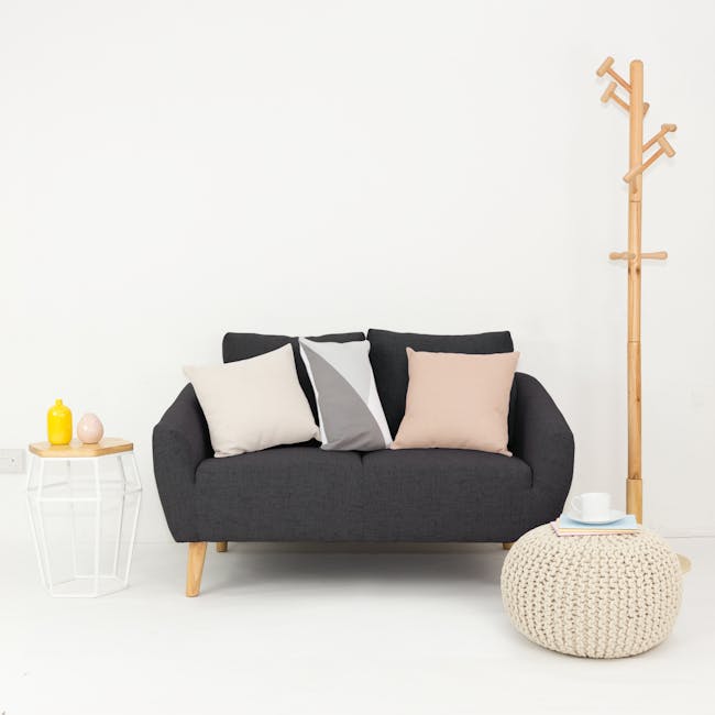 Hana 3 Seater Sofa with Hana 2 Seater Sofa - Charcoal - 22 - modern living room, minimalist decor, cozy sofa, gray couch