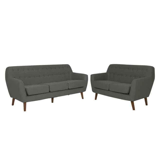 Emma 3 Seater Sofa with Emma 2 Seater Sofa - Raven - 0