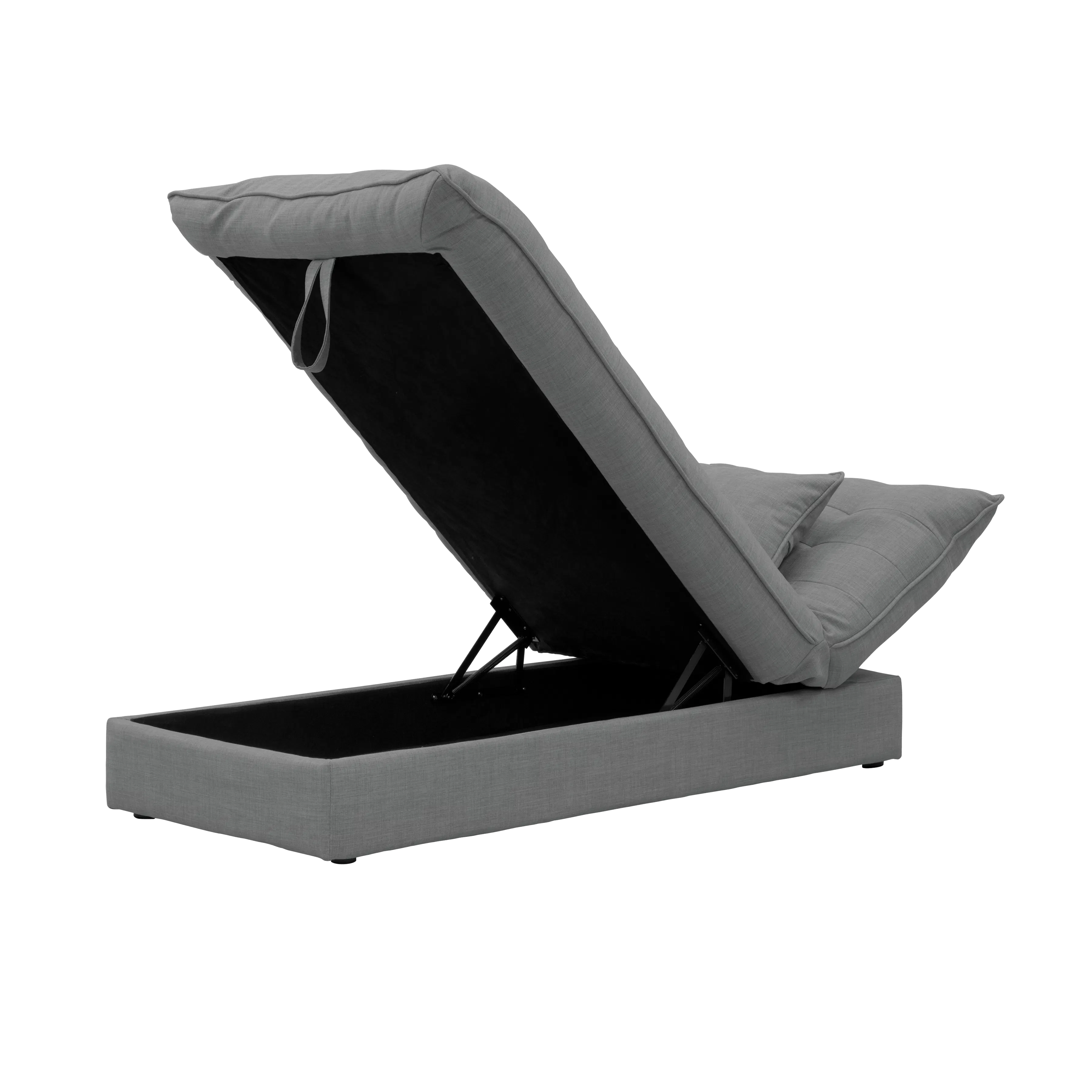 Tessa L-Shaped Storage Sofa Bed - Pewter Grey (Eco Clean Fabric) - 29 - Modern lounge chair, minimalist design, gray fabric