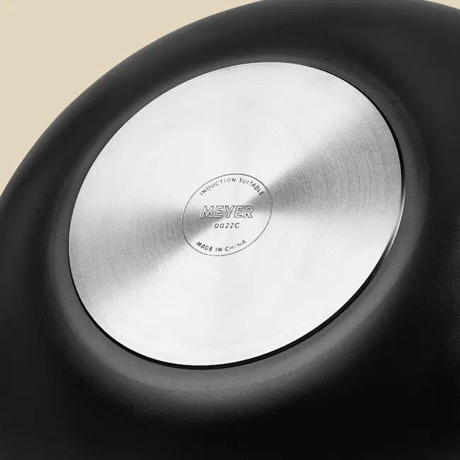 Meyer Midnight Nonstick Hard Anodized 36cm Chinese Wok with Lid - 5 - Induction suitable, sleek design, metallic surface