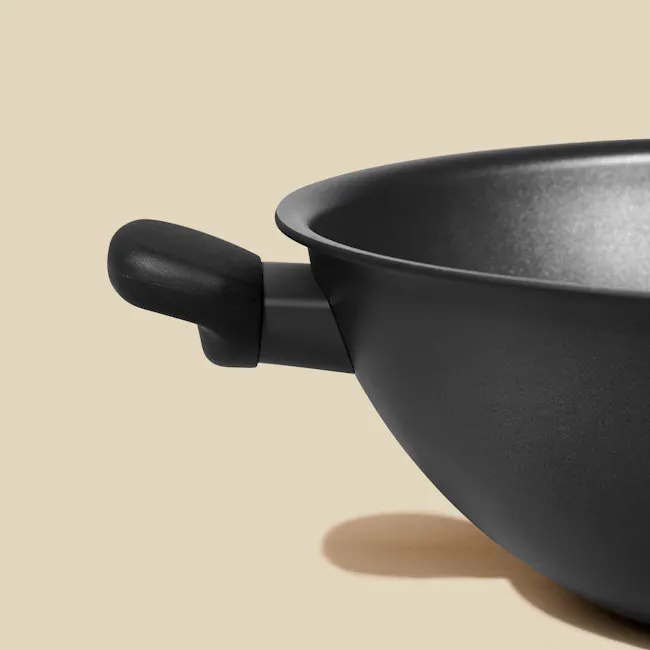 Meyer Midnight Nonstick Hard Anodized 36cm Chinese Wok with Lid - 3 - black kitchen pot, modern kitchenware, matte black