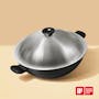 Meyer Midnight Nonstick Hard Anodized 36cm Chinese Wok with Lid - 5