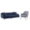 Brielle 3 Seater Sofa in Aurora Blue with Lucian Lounge Chair in Pewter Grey