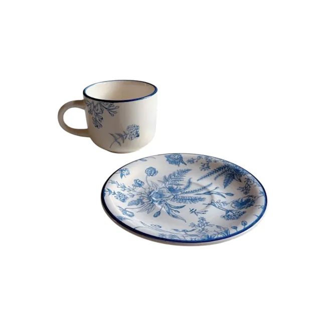 Monare Ceramic Mug Plate Set - Blue - 1
