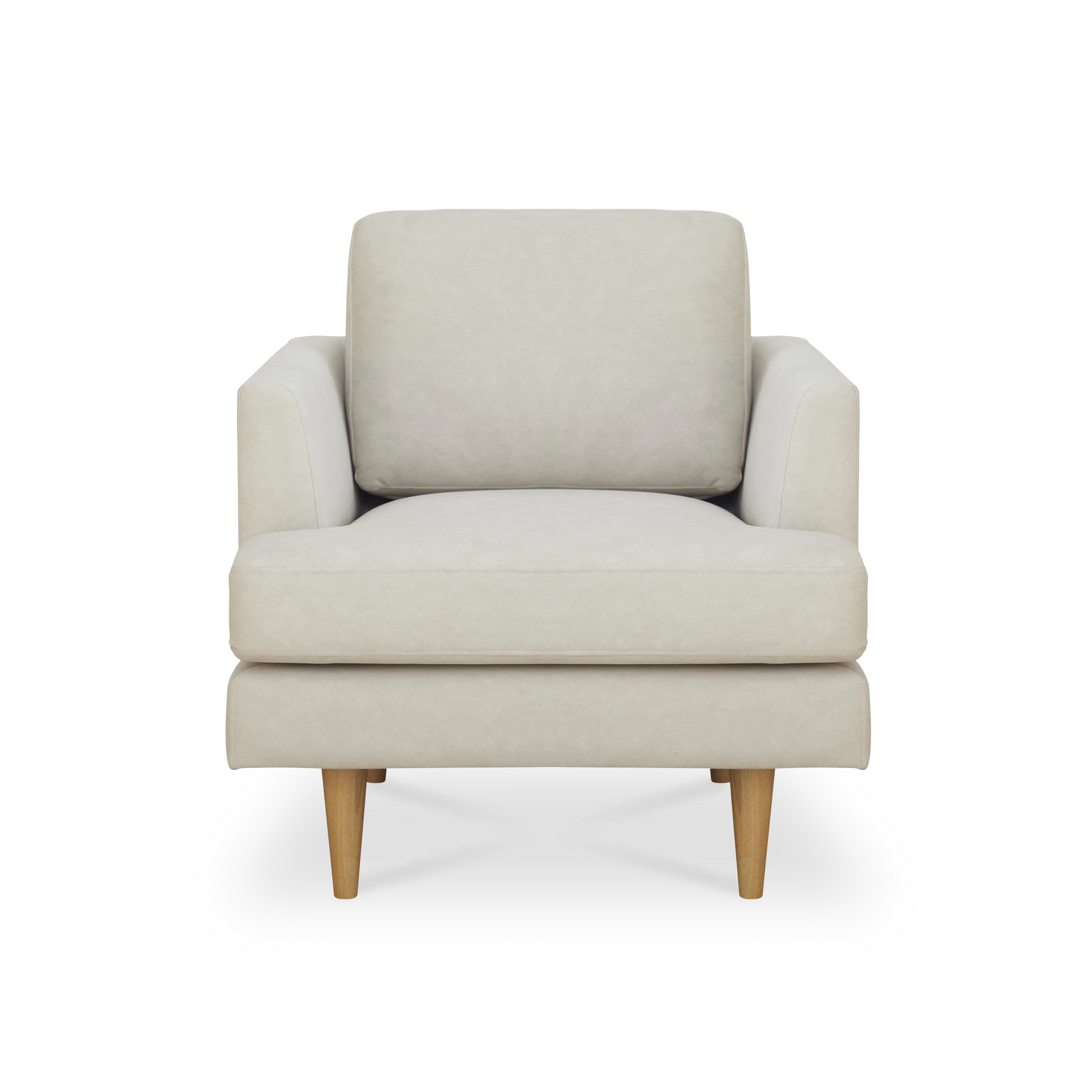 Soma 3 Seater Sofa with Soma Armchair - Sandstorm (Scratch Resistant) - 12 - Cream upholstered armchair, minimalist design