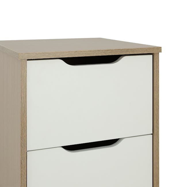 Tyra Bedside Table - White, Oak - 4