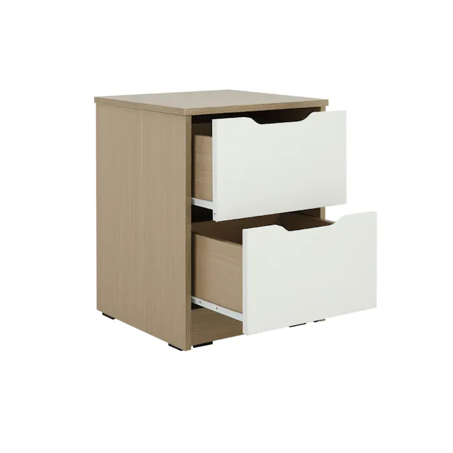 Tyra Bedside Table - White, Oak - 2