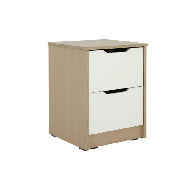 Tyra Bedside Table - White, Oak - 1