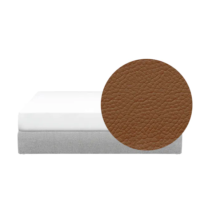 Vera Queen Box Bed - Tan (Faux Leather) - 1